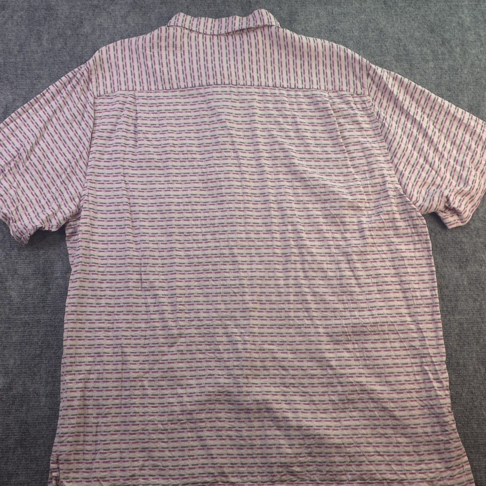 Tommy Bahama Shirt XL Purple Geometric Short Sleeve Button Up 100% Silk - Picture 7 of 8